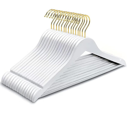 Amber Home 10pcs Wooden Coat Hangers, Wood Suit Hangers, White