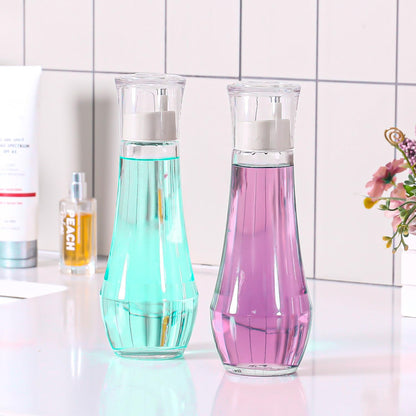 ZOBONETI Glass Mouthwash Dispenser with Cup, 8.8 OZ, Set of 2
