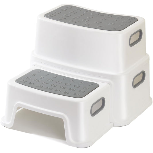 Double Up Step Stool for Kids, Sturdy Toddler Two Step Stool for Bathroom, Kitchen and Toilet Potty Training, Anti-Slip & Anti-Tip Design, Holds up to