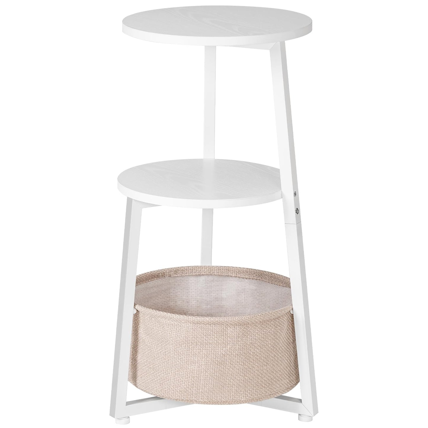 HOOBRO Round Side Table, 3 Tier Bedside Table with Storage Shelves, Accent Small Corner Table Compact Sofa Side Tables for Small Space in Living Room