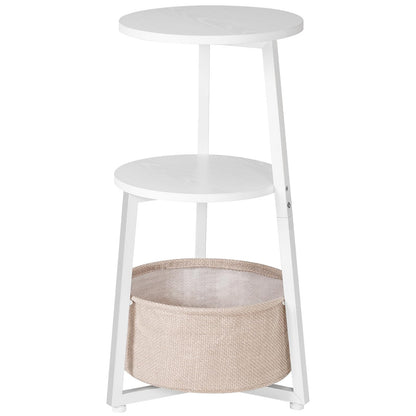 HOOBRO Round Side Table, 3 Tier Bedside Table with Storage Shelves, Accent Small Corner Table Compact Sofa Side Tables for Small Space in Living Room
