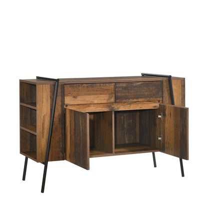 Timber Art Design UK Abbey Sideboard Storage Cabinet with 2 Doors 2 Drawers Cupboard Rustic Industrial Furniture Storage Unit For Dining Room