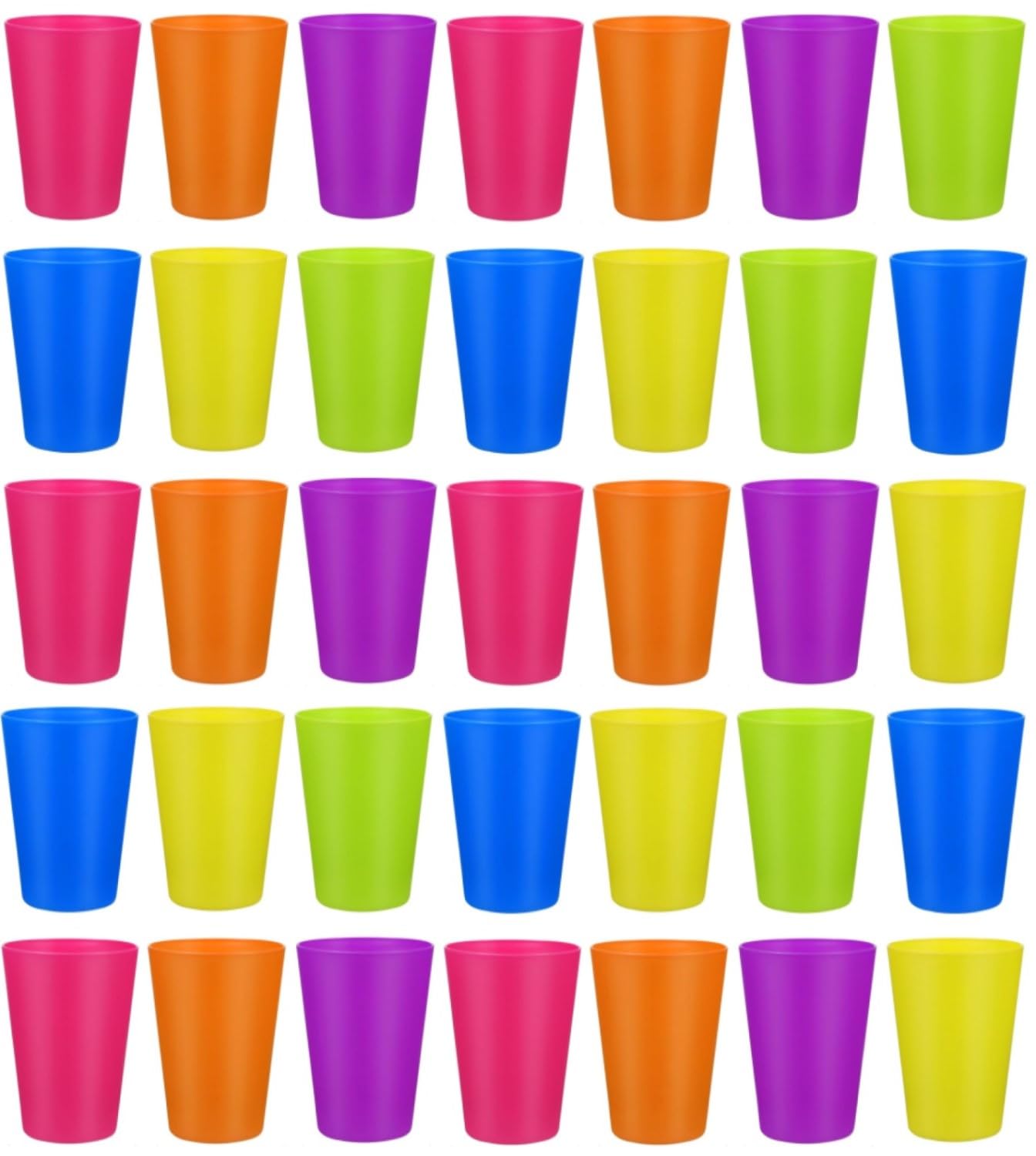 KAHEIGN 36Pcs Reusable Plastic Cups, 250ml Children?s Kids Durable Plastic Drinking Cups Tumblers Set for Kitchen Outdoor Parties Picnics BBQ?s