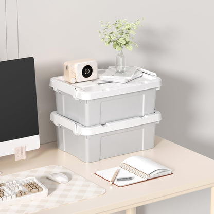 Cetomo 15L*6 Storage Boxes, Carry Plastic Storage Box with Lids, Organizing Container with Handle and Secure Latching Buckles, Stackable, Nestable