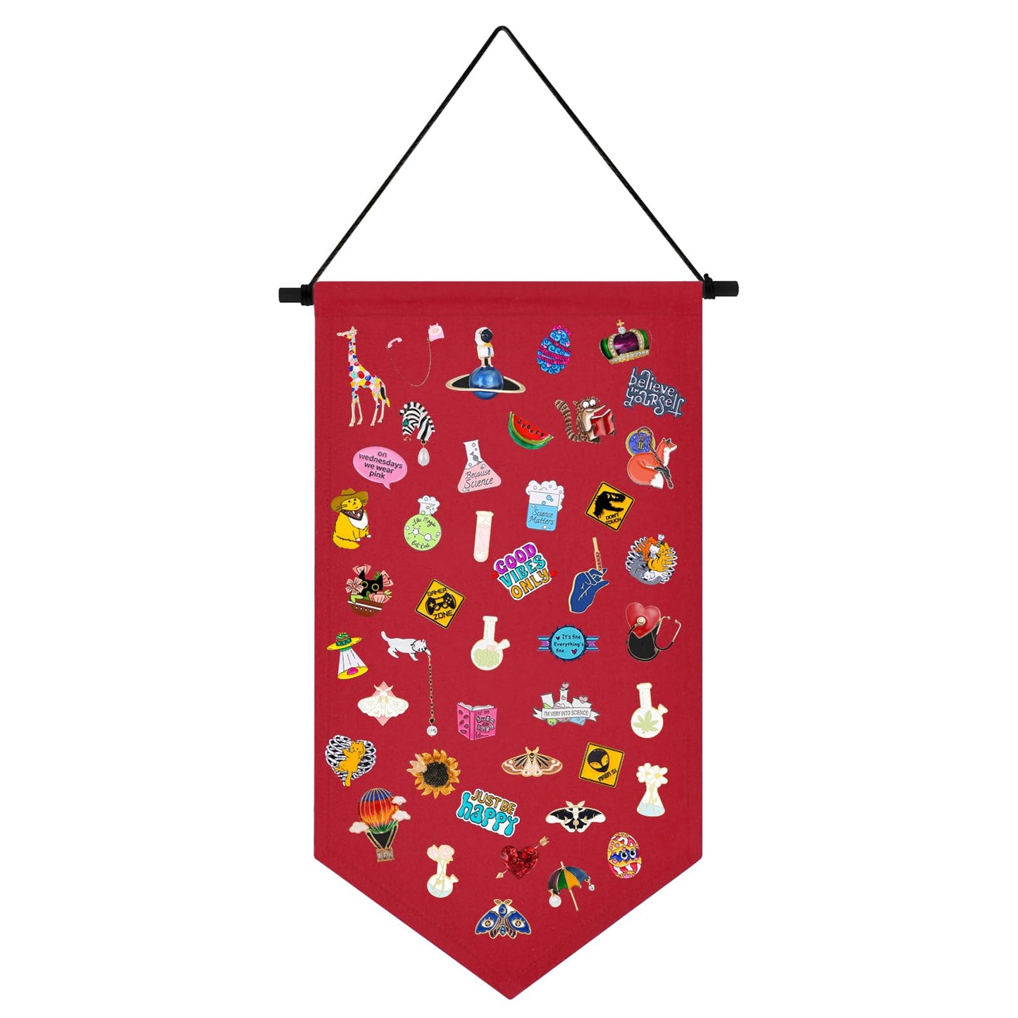 Kunyeah Wall Hanging Brooch Organizer Storage Case Colorful Canvas Pin Board Stand Enamel Pin Badge Hanging Holder Display Banner Earrings Collection