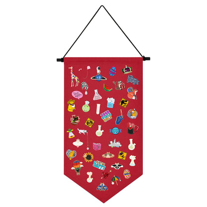 Kunyeah Wall Hanging Brooch Organizer Storage Case Colorful Canvas Pin Board Stand Enamel Pin Badge Hanging Holder Display Banner Earrings Collection