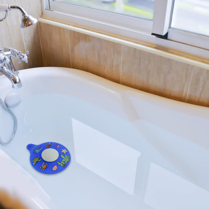 Silicone Bathtub Drain Stopper with Beach Scenery Print - Universal Tub Plug Cover, Beautiful Coral Reef Design - Ideal for Kids, Tots, Babies (Blue)