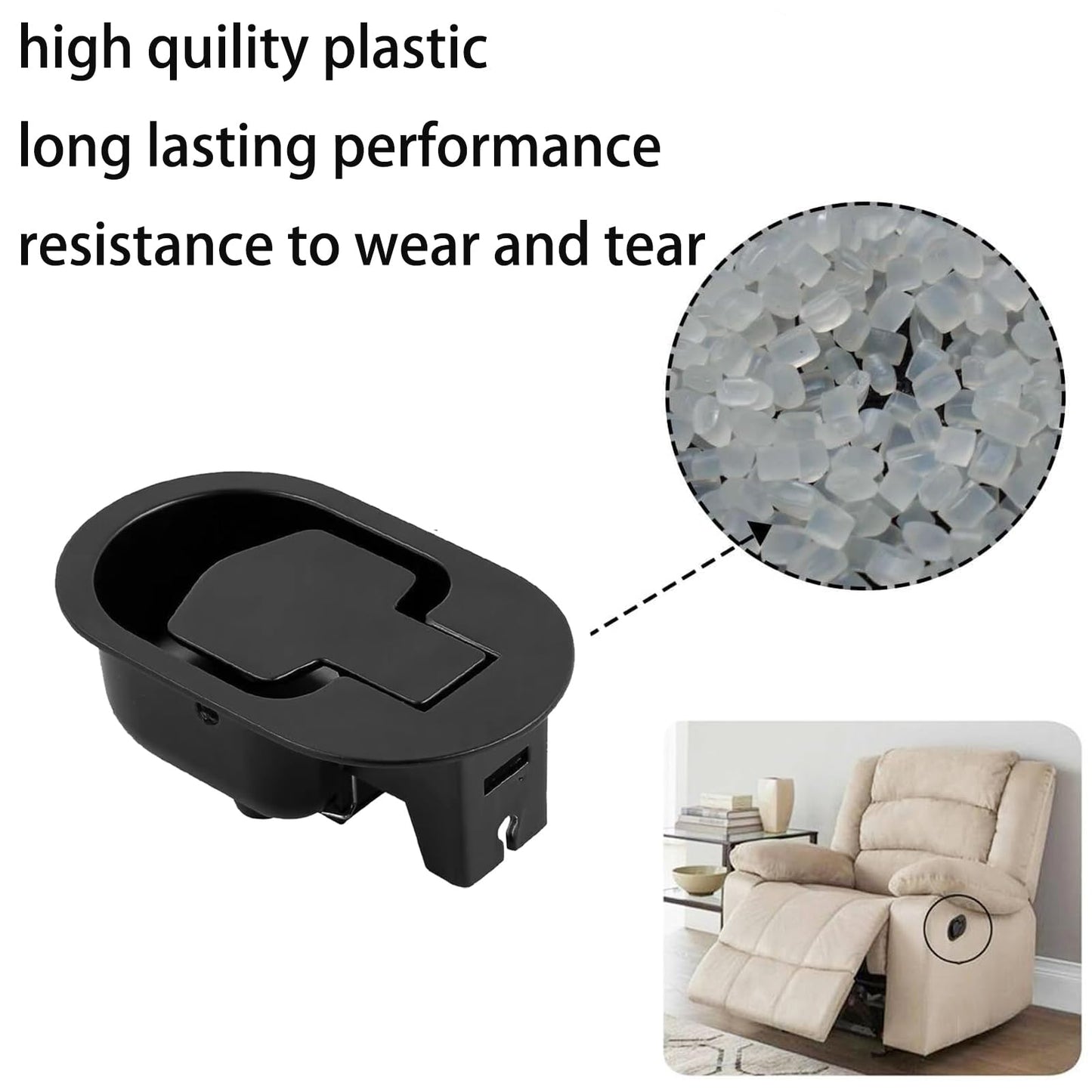 Wjelet Universal Recliner Cable Replacement - 2 Pcs Black Recliner Handle Pull Handle for Sofa Chair, Fits Ashley Major Recliner Brands