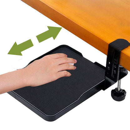 Laroal Mouse Tray Clip Under Desk Mouse Platform Clip Slide Out Ergonomic Mouse Tray Extender Slide Out Black