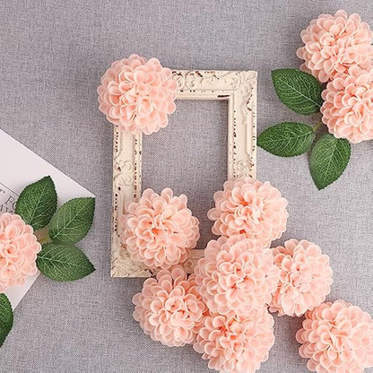 N&T NIETING Artificial Flowers 20pcs Fake Foam Dahlia Flower with Stems, DIY Foam Dahlia Flower for Wedding Cake Bouquets Floral Centerpieces Arrangements Bridal Shower Party Home Decor, Pink