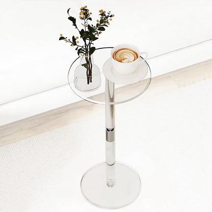 HHUXIUE Acrylic End Table, Small Round Side Table, Small Pedestal Table, Transparent, Modern Style