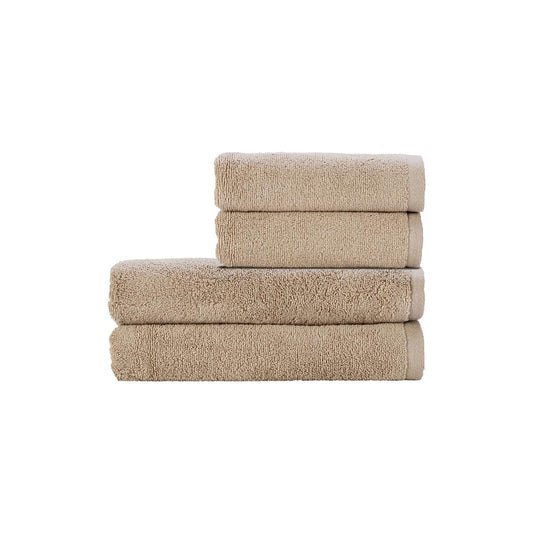 Christy Cirrus Quick Dry Towel Set | 4 Pieces | 2 Hand 2 Bath | Super Soft and Fluffy | Lightweight Bathroom Shower Towels | 100% Cotton | Latte Beige