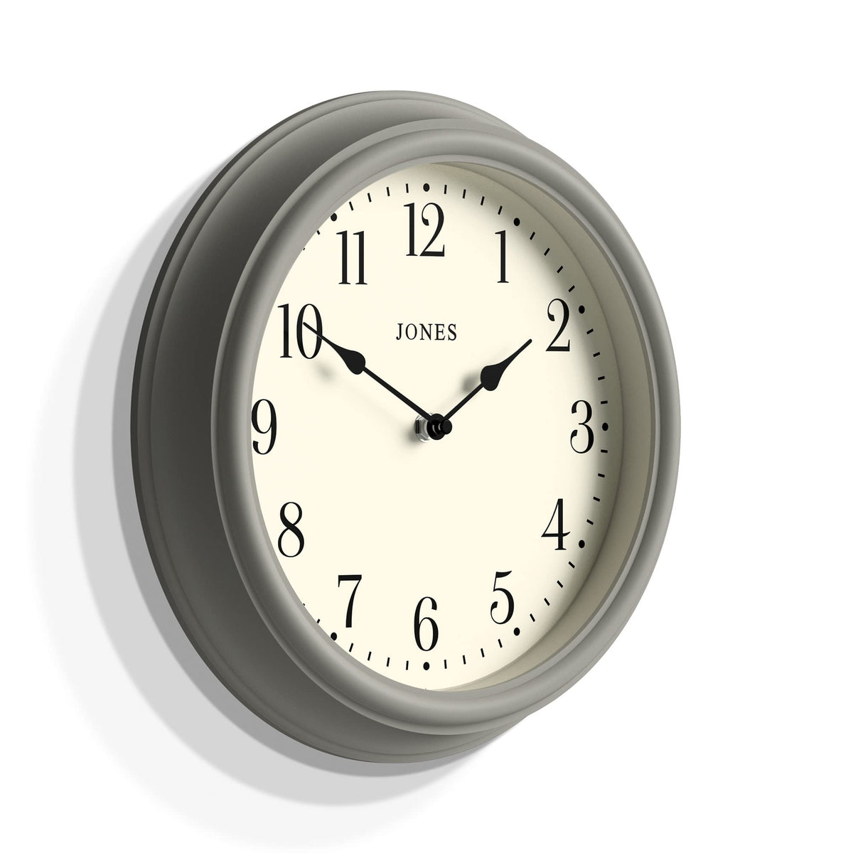 Jones Clocks Venetian wall clock | Classic round clock | 30cm | Grey | Arabic numerals | Traditional design ideal for kitchen, living room or bedroom