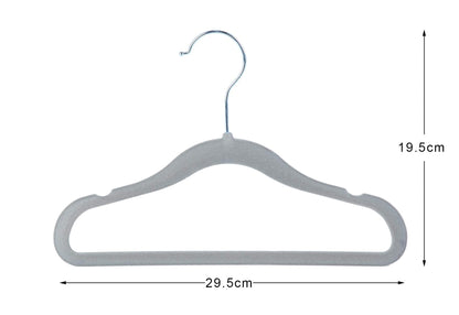 Finnhomy Non-Slip Clothes Hangers for Baby and Kids 30-Pack Velvet Hangers with 10 Finger Clips, Gray