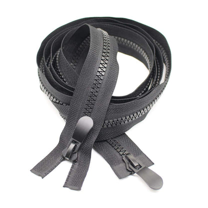 YaHoGa 150 cm #8 Zip Plastic 2 Way Separable Black Zip for Coat Jackets (RZTW 150 cm)