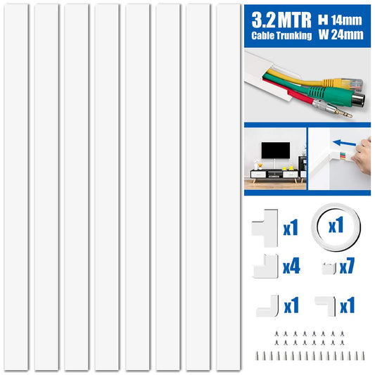 MUDEELA Cable Trunking Kit, Trunking for TV Cables, Self Adhesive Wall Cable Tidy, Wire Covers Wall, Cable Management to Hide Wall Mount TV Powers