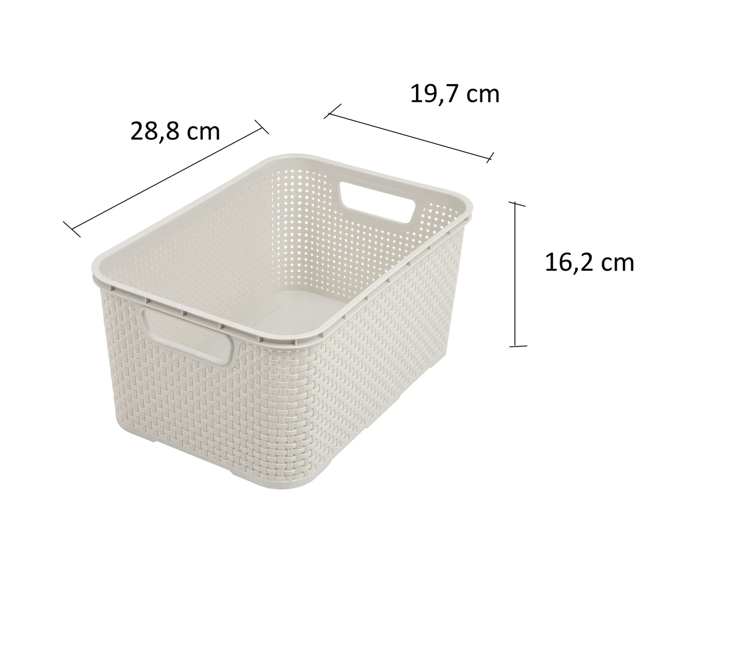BranQ Home Essential Universal Multifunctional Basket in Rattan Design, Size M 10 L, BPA-Free Plastic PP, Cream, 28.8 x 19.7 x 16.2 cm