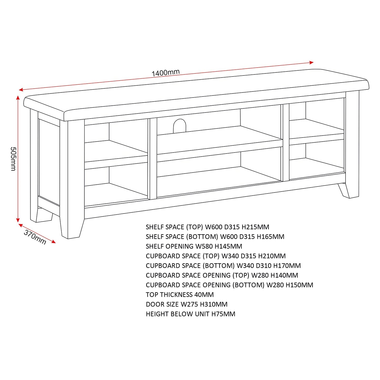 Seconique Windsor Straight Tv Unit in Natural Oak