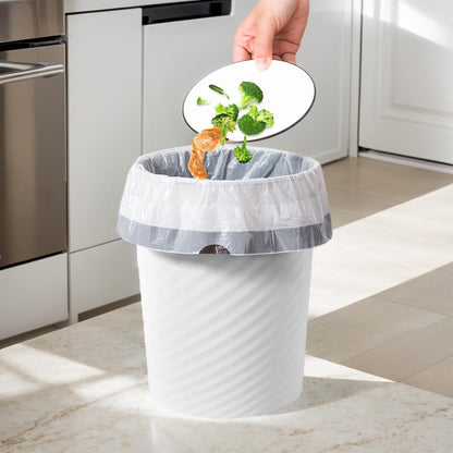 Duscdesp 3 Pack Plastic Waste Paper Bin,8L Stripe Trash Can,Minimalist Uncovered Small Bin,Round Waste Paper Basket for Kitchen Bathroom Bedroom