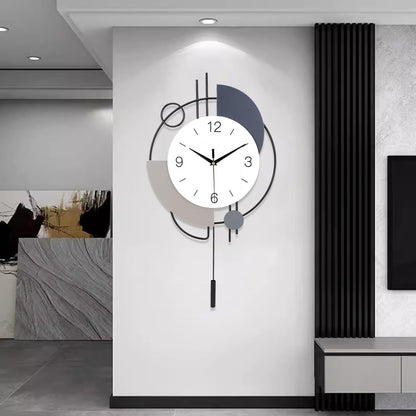 SIN&MI Wall Clock,Decorative Wall Clocks with Pendulum,Silent Quality Quartz Clock Battery Operated,Large Wall Clock for Living
