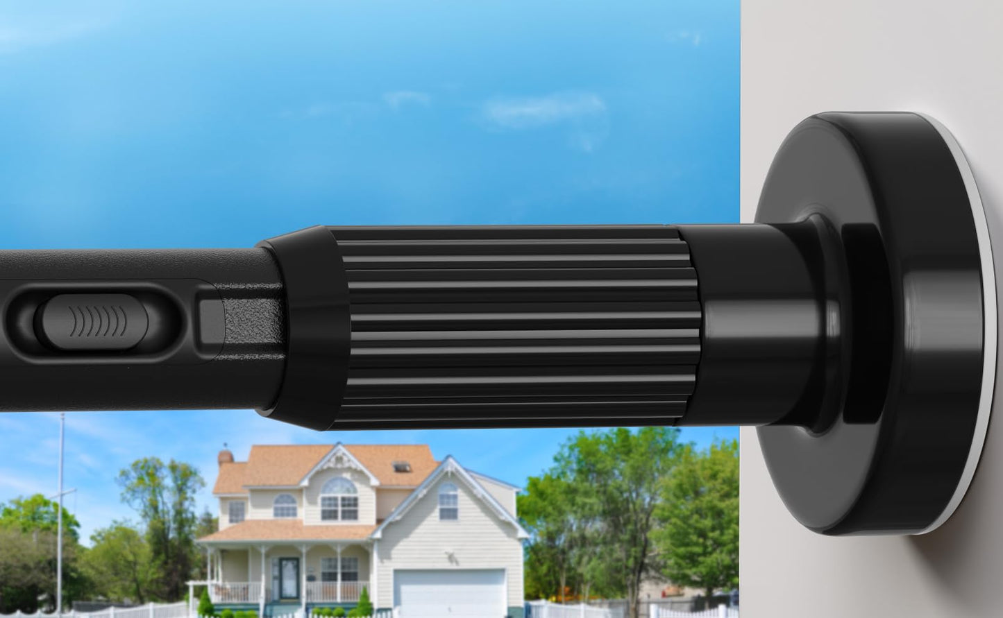AIZESI Black Shower Curtain Pole 104-372Cm, Extendable Curtain Poles Extra Long Tension Rod, Shower Curtain Rail Room Divider Curtain Rod