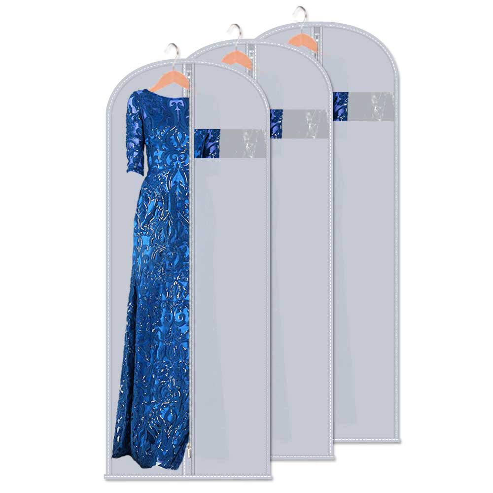 Mr Hsiung & Mrs Yin 60 Inches Long Suit Covers for Men and Women, 3PCS Foldable Garment Bag, Anti-moth Dress Bags Covers Long