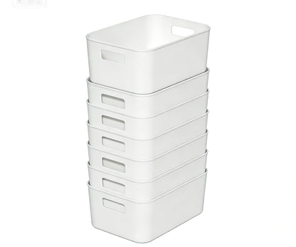 Furnestorica Pack of 10 Plastic Storage Boxes with Handles, Stackable Organiser Box 20.5 x 14.5 x 7.5 cm for Kitchen, Bathroom, Cupboard, Shelf