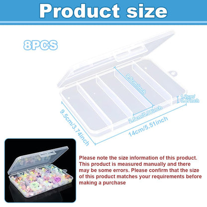 WYAN 8 Pcs Five grids Storage Box, Small Bead Organizers and Storage, Storage Organizers Box, Rectangle Bead Holder