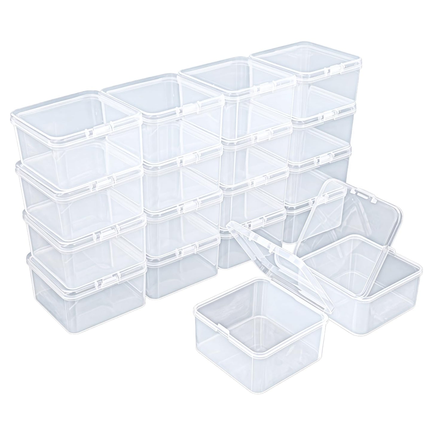 Goodma 18 Pieces Square Empty Mini Clear Plastic Storage Box, 65x65x35mm