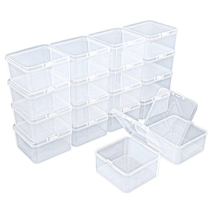 Goodma 18 Pieces Square Empty Mini Clear Plastic Storage Box, 65x65x35mm