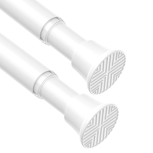 Zipglo 2pcs Shower Curtain Pole 77-159m, White Extendable Curtain Poles Adjustable Tension Rods for Curtains Telescopic Curtain Poles No Drill Tension
