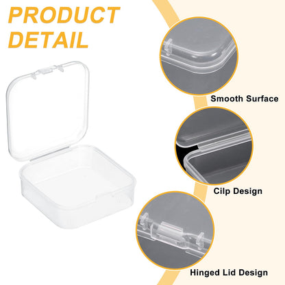 PATIKIL 24 Pcs Mini Clear Plastic Containers Boxes, 2.1"x2.1" Bead Storage Organizer Box with Hinged Lid Square Holder Plastic Cases for Items