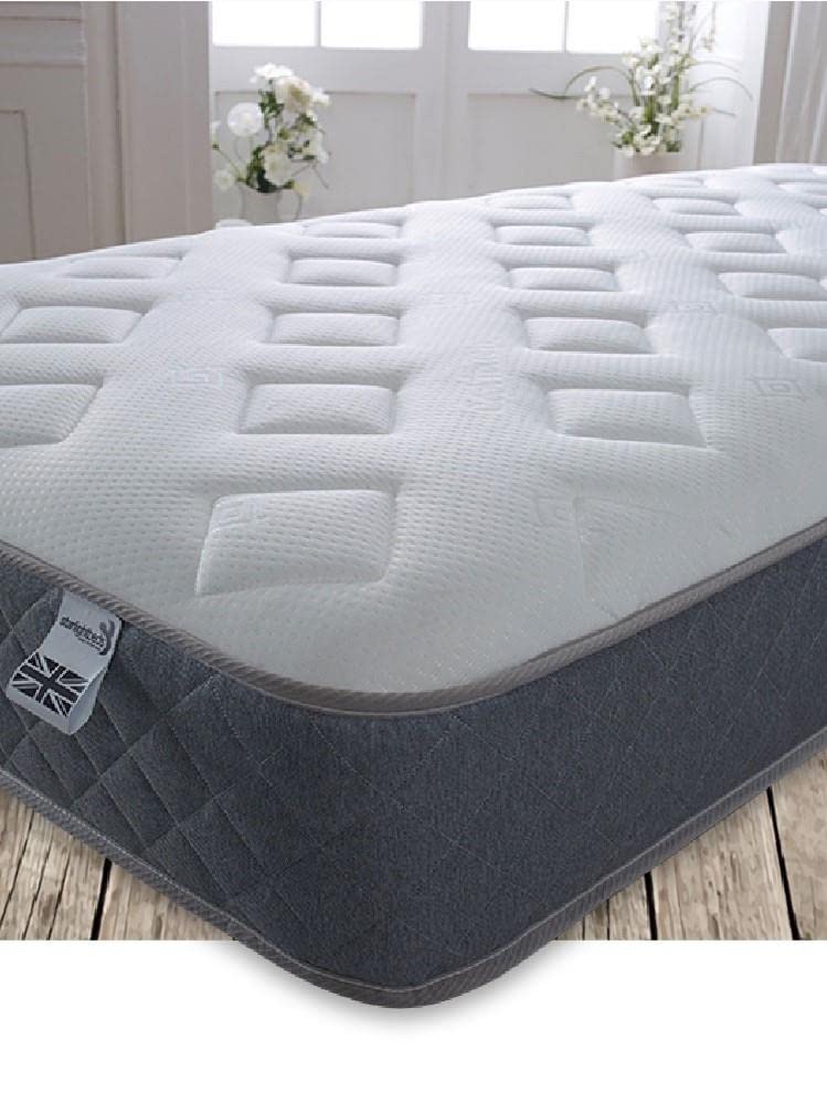 Starlight Beds Essentials Jump n Tac European Small Single Memory Foam Mattress with Springs. 7.5 Inch Hybrid 80x200 Budget Mattress. Soft, Grey