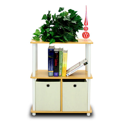 Furinno TURN-N-TUBE Storage Shelves, 3-Tier Toolless Book Shelf with Storage Bins, Display Shelf, for Organization and Storage, Living Room, Garage