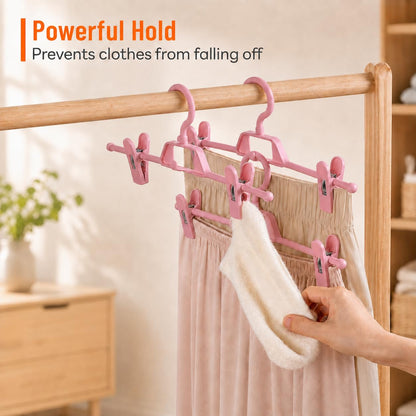 10 Pack Trouser Hangers with Clips, Space Saving Skirt Hangers Organiser