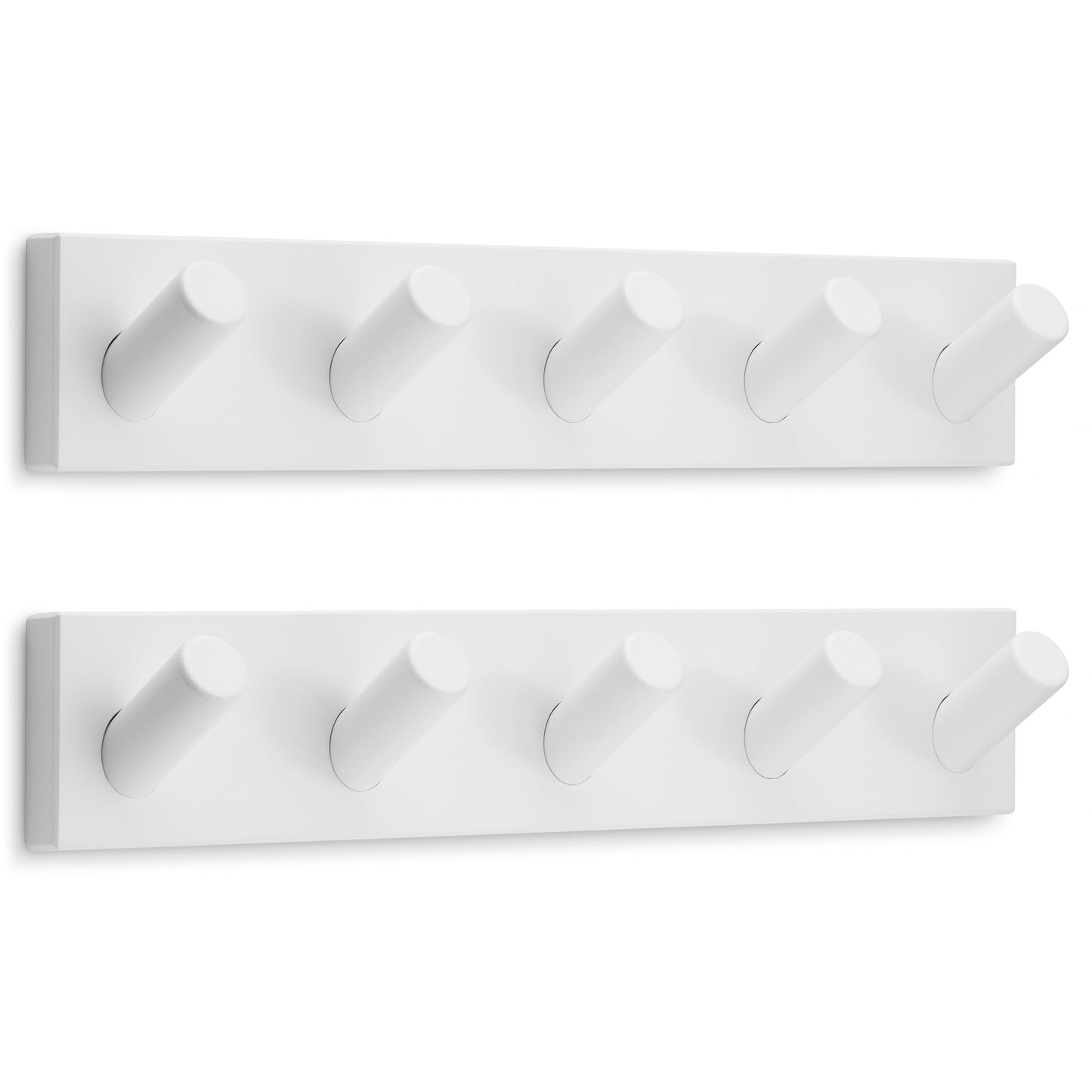 LARHN White Wall-Mounted Coat Rack, 2-Pack - 5 Coat Hooks, 42cm