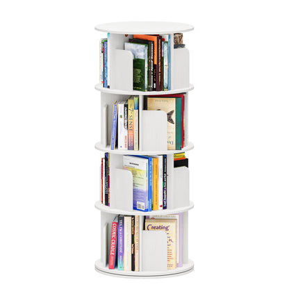 APPOLYN 4 Tier Rotating Bookshelf, 360 Display Spinning Bookcase, White