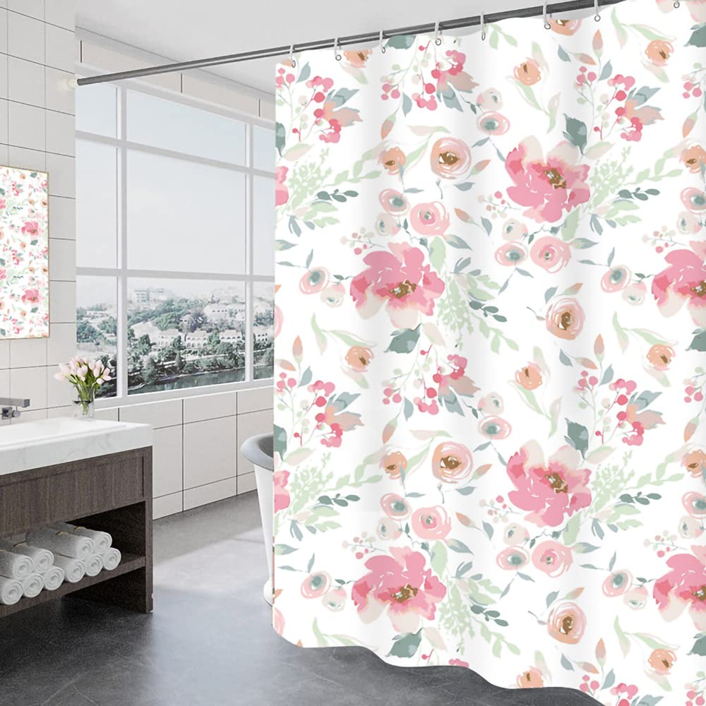 GONOVE Shower Curtain 180 x 180cm Mildew Resistant Waterproof Thicken Polyester Fabric Rose Flowers Bathroom Shower Curtain Liner Long Washable Bath