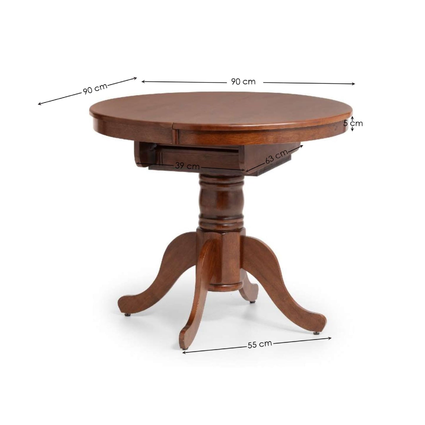 Julian Bowen Canterbury Extending Table, Mahogany - H77xW120xD90cm