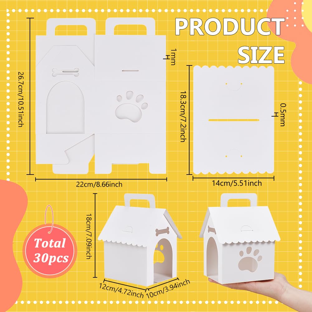 BENECREAT Dog Party Favors Boxes, Treat Gift Boxes, 30 Packs, White