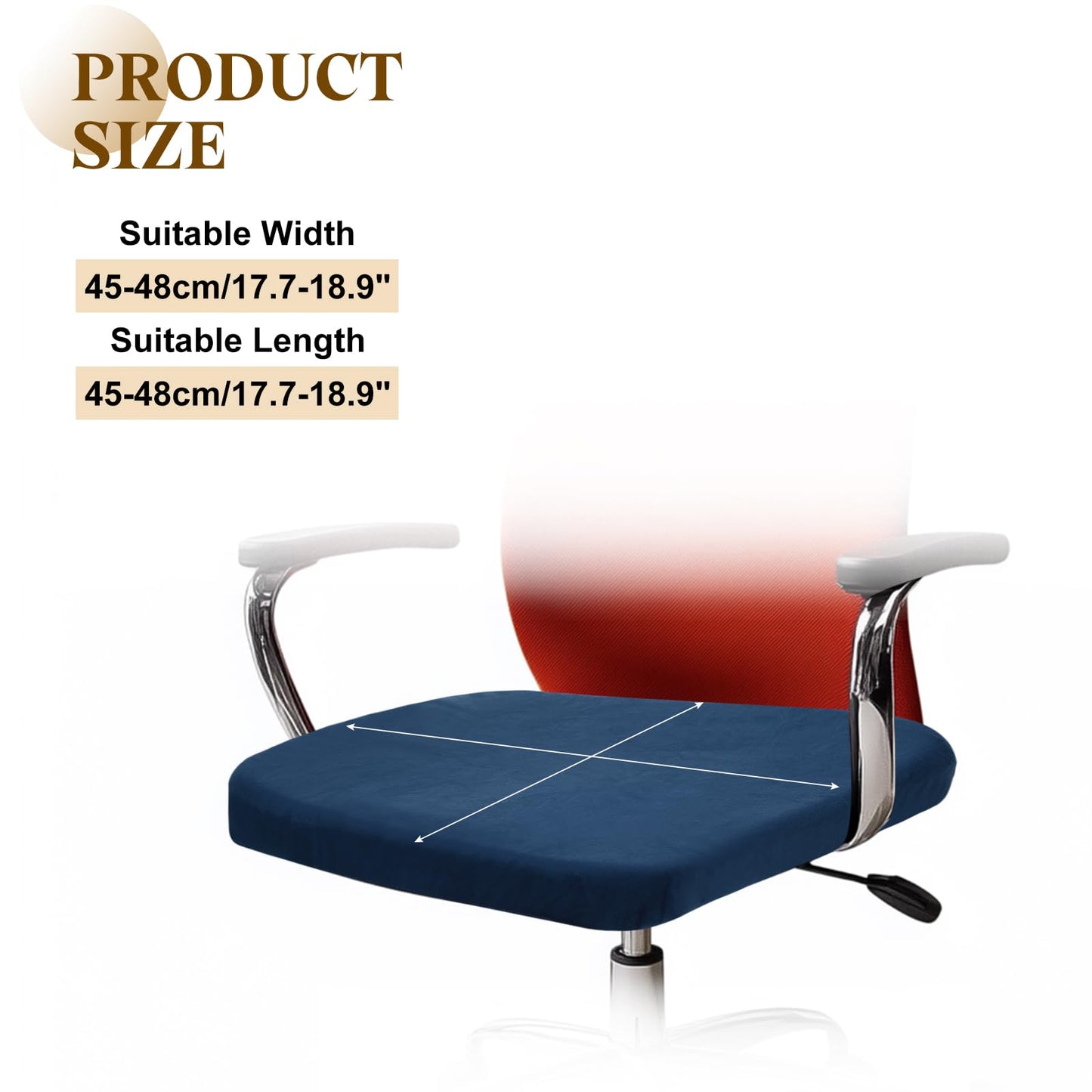 sourcing map Office Chair Cover, Stretchable Soft Rotating Chair Slipcover Washable Desk Computer Seat Cover Protector for Office Home, L(45-48cm)