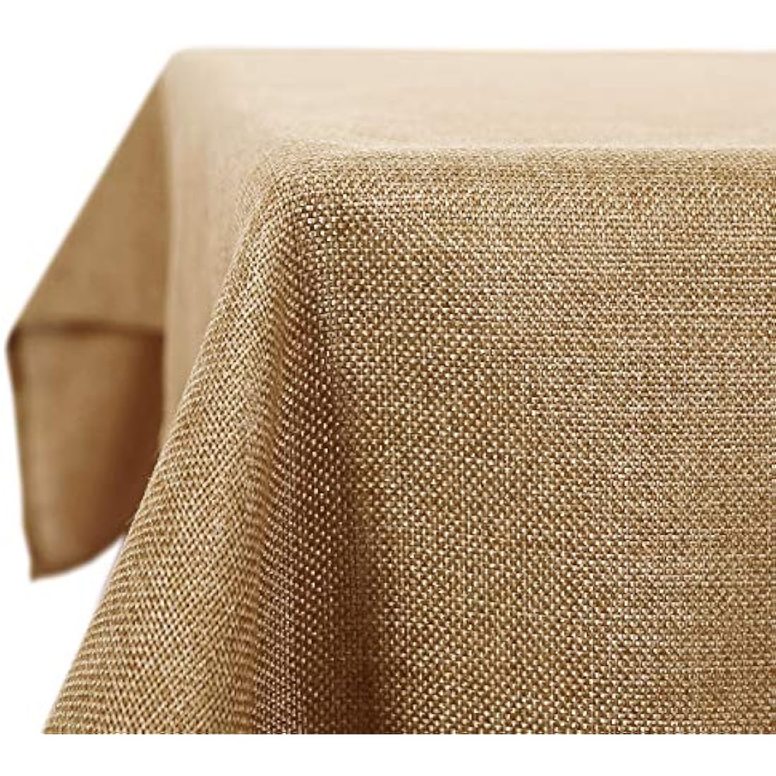 Deconovo Tablecloth Wipeable Plain Faux Linen Table Cover for Kids Painting 55x95in(140x240cm) Golden Brown