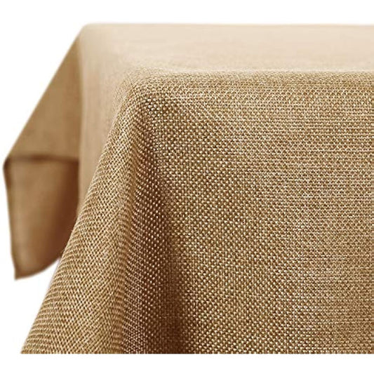 Deconovo Tablecloth Plain Wipeable Faux Linen Table Cover for Painting 51x63in(130x160cm) Golden Brown