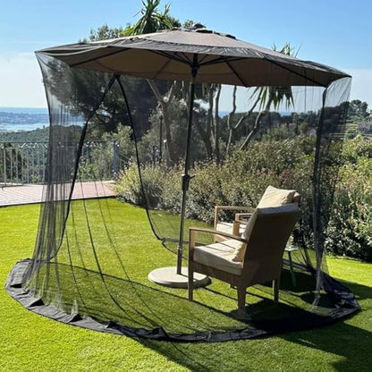 Mosquito Net for Umbrella 11 FT | Large Sizes & Fabric Designed for Outdoors | Insect House Screen Netting for Patio, Porch & Garden Terrace | Outside Canopy Bug & Fly Protection Enclosure