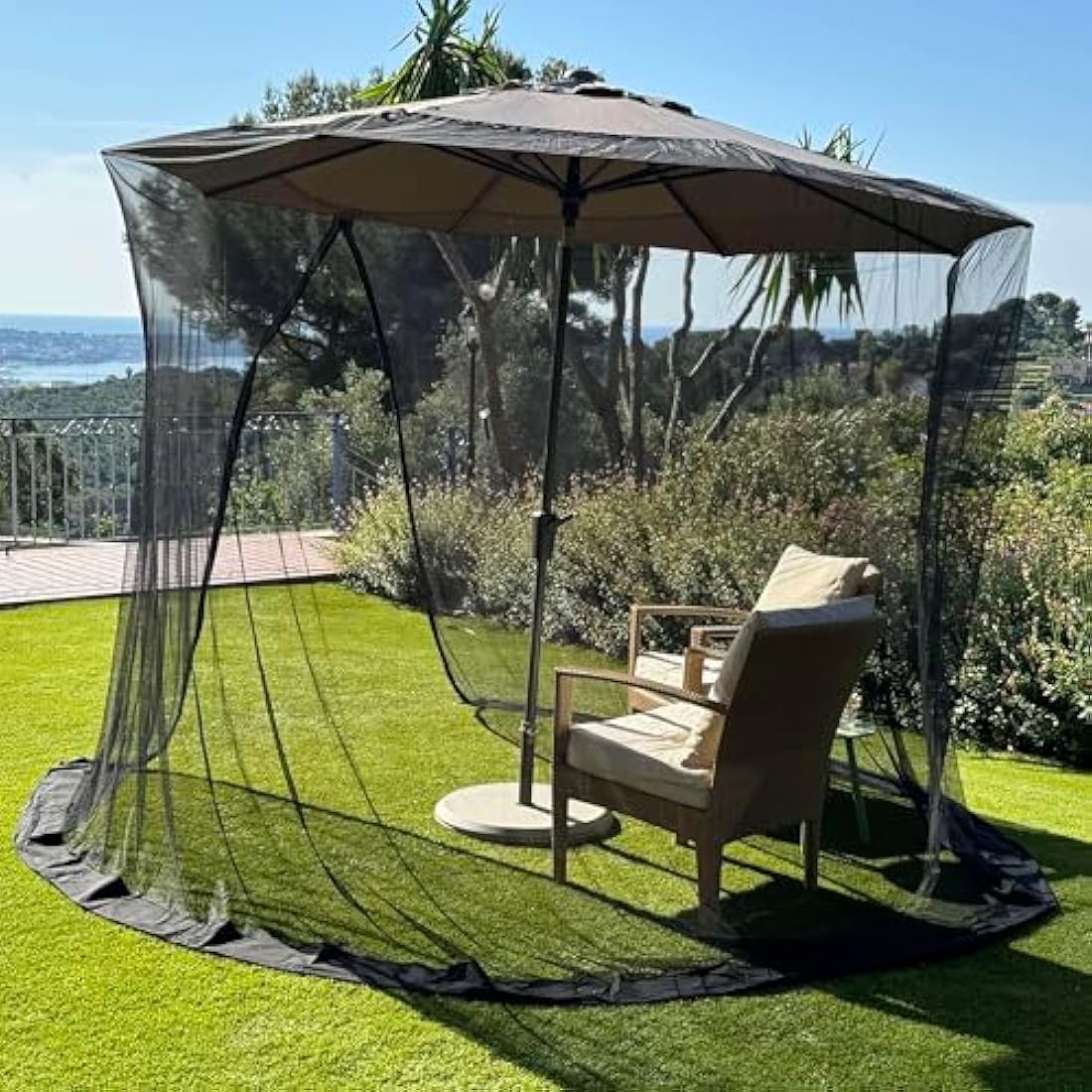 Mosquito Net for Umbrella 9.2 FT | Large Sizes & Fabric Designed for Outdoors | Insect House Screen Netting for Patio, Porch & Garden Terrace | Outside Canopy Bug & Fly Protection Enclosure