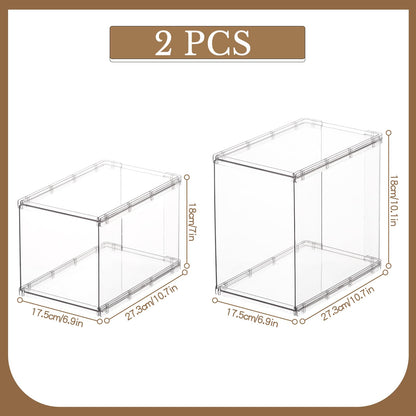 Fangoo 2 Pack Stackable Purse Bags Organizer for Closet Clear Acrylic Handbag Organizer Storage Boxes Display Case Kitchen Cupboard Bathroom