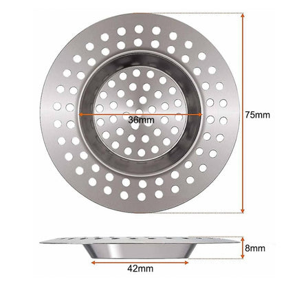 2 Pcs Sink Strainer–Stainless Steel Kitchen Sink Plug Strainer– Dual Function Drain Plug Hair & Food Catcher for Kitchen, Bathroom