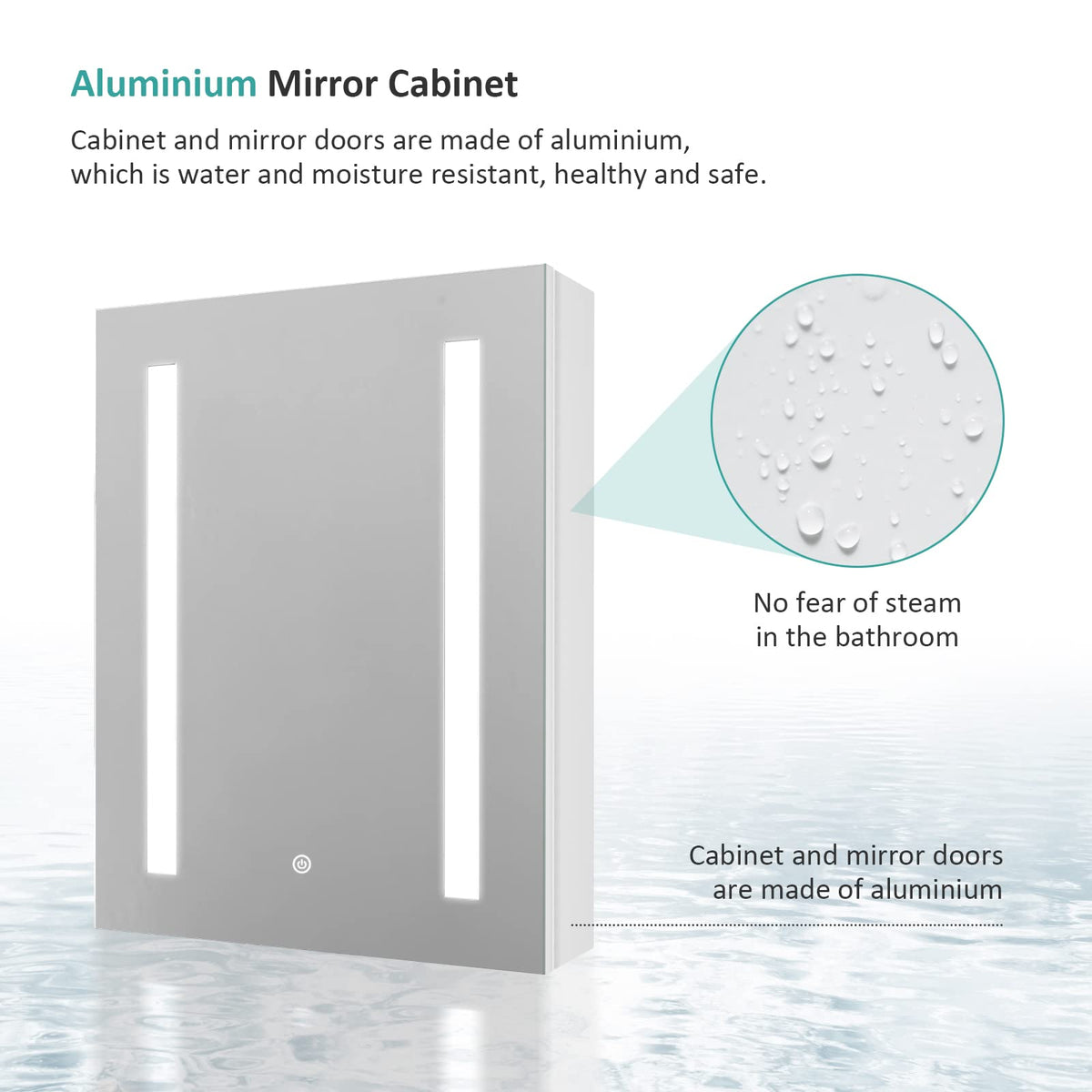 EMKE Led Bathroom Mirror Cabinet, Bathroom Wall Mirror Cabinet with Led Lights with Shaver Socket, Illuminated Mirror Cabinet with Dimmable