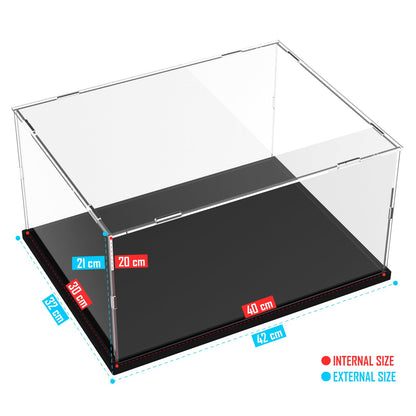 Nynelly Acrylic Display Case for Lego for Models Figures - Assemble Dustproof Thickened Clear Display Box Cabinet (Black, 40x30x20 cm)