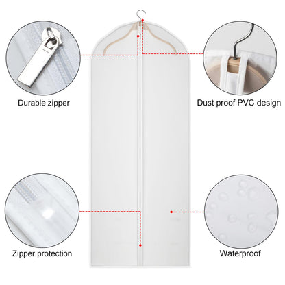 Univivi Hanging Garment Bags, 60 inch Suit Bags for Storage (Set of 20), Breathable Dust for Long Dress Wedding Dress Bag, Clothes Covers for Coats,